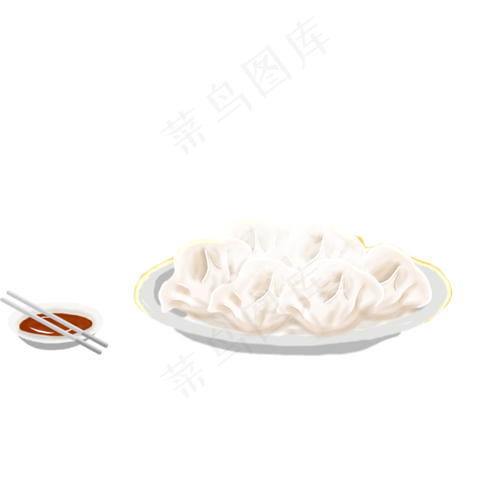 手绘一盘饺子和醋设计元素(2000X2000(DPI:200))psd模版下载
