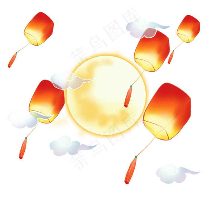 中秋月圆孔明灯(2000X2000(DPI:300))psd模版下载