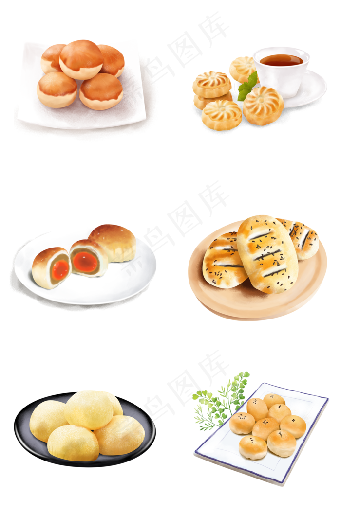 中秋节手绘中式糕点(3543X4724(DPI:150))psd模版下载