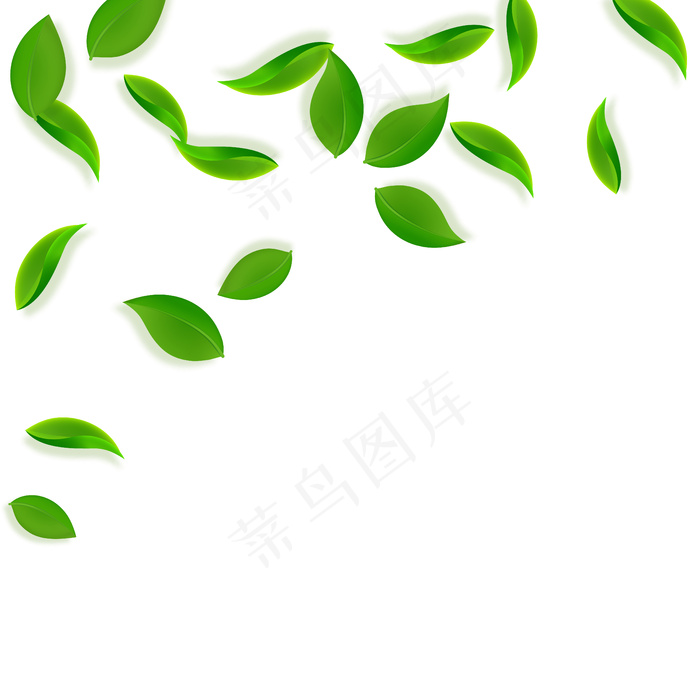 飘落的绿叶。新鲜的茶叶整齐的叶子飞扬。eps,ai矢量模版下载