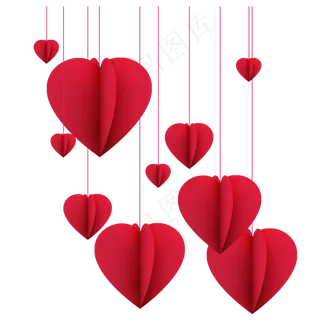 情人节红色折纸心