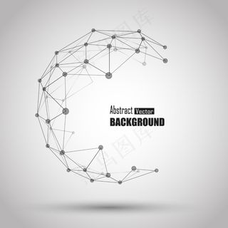 有连接线和点的球体。用于商业或科学演示的三维几何背景。