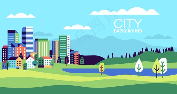 带建筑物的简单景观