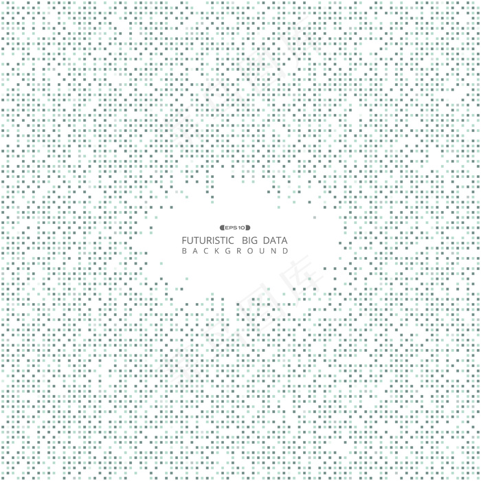 抽象大数据蓝色方形图案网格未来数字背景。