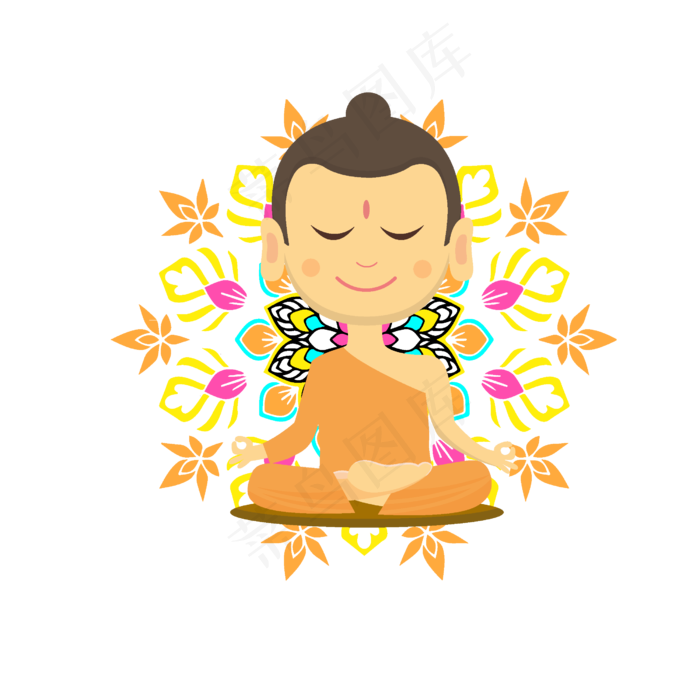 佛像装饰图案卡通元素(2500*2500px 300 dpi )ai矢量模版下载