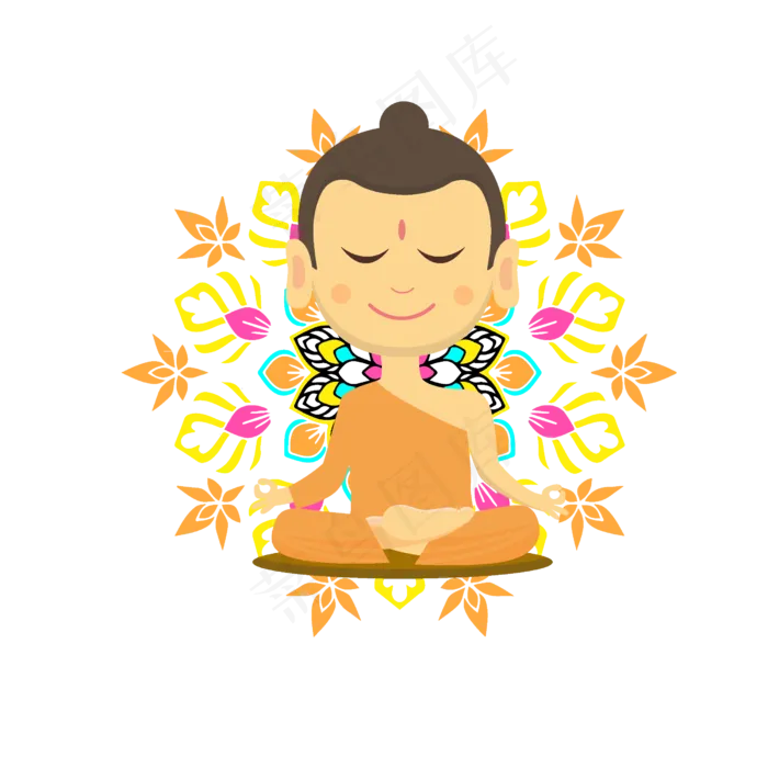 佛像装饰图案卡通元素(2500*2500px 300 dpi )ai矢量模版下载