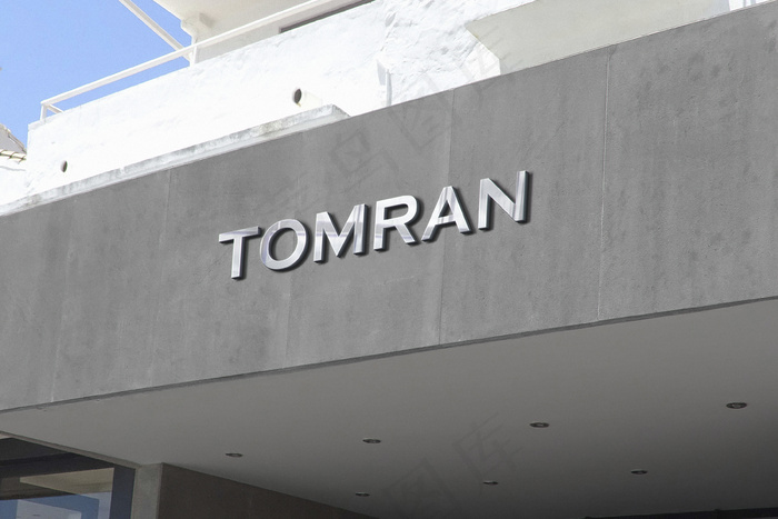 3d镀铬标志实体模型样机灰色立面标志