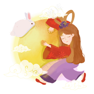 嫦娥中秋圆月png素材