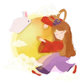 嫦娥中秋圆月png素材