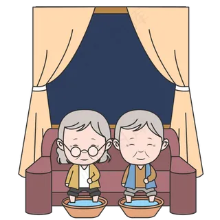 手绘矢量重阳节卡通老年人