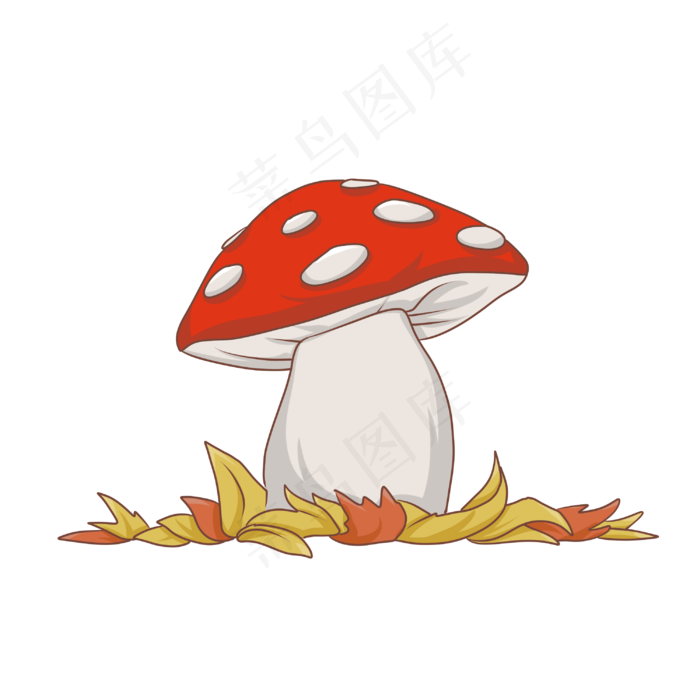 秋季主题蘑菇手绘插画