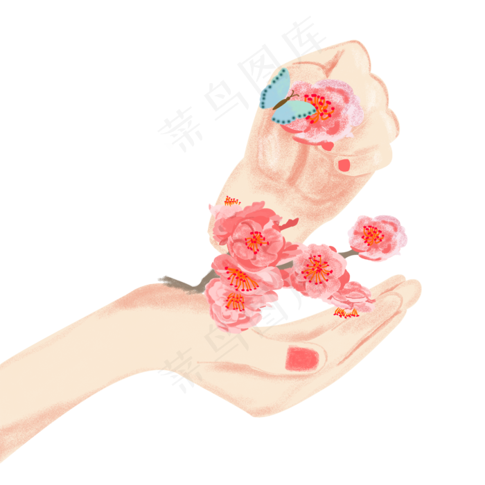 中国风手绘梅花矢量图