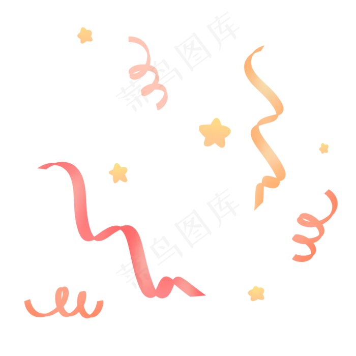 黄色唯美七夕情人节星星彩带飘带(2000X2000(DPI:300))psd模版下载