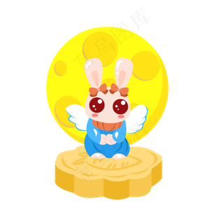 中秋可爱兔子月亮月饼
