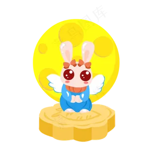 中秋可爱兔子月亮月饼