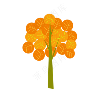 秋树元素之卡通可爱秋树图案设计