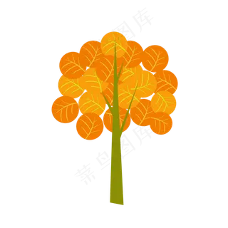 秋树元素之卡通可爱秋树图案设计