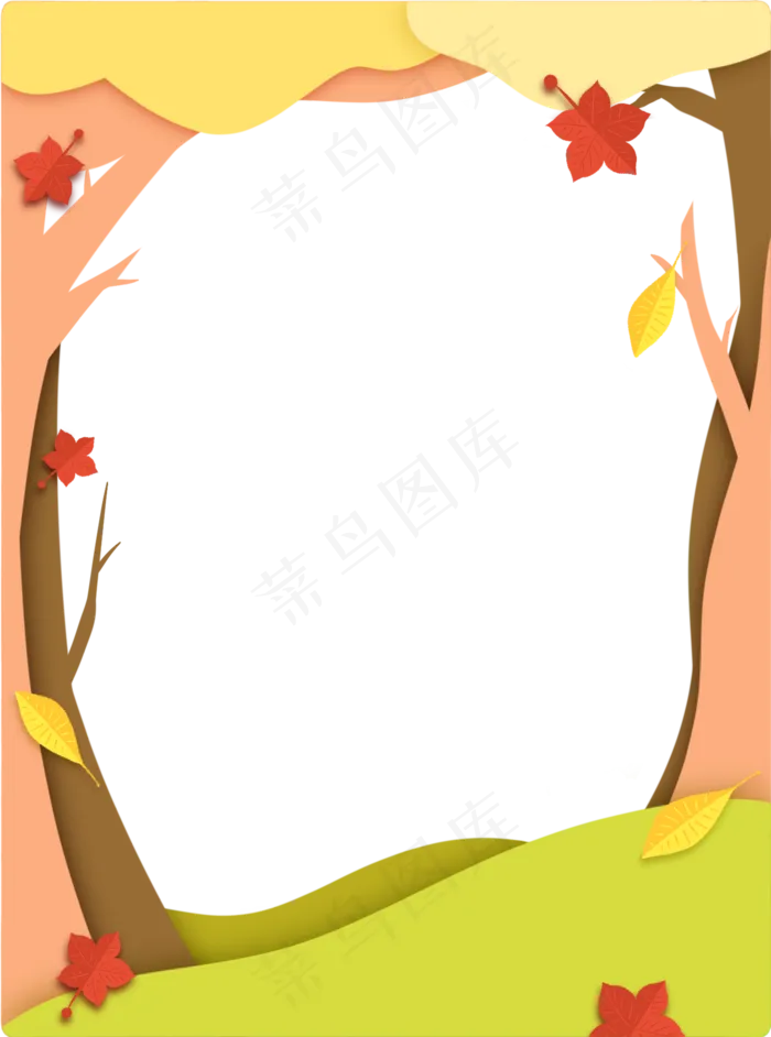秋季枫树剪纸边框(2000X2691(DPI:300))psd模版下载