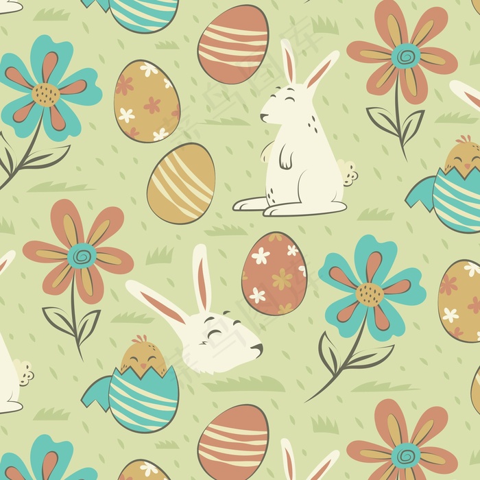 手绘彩色复活节图案