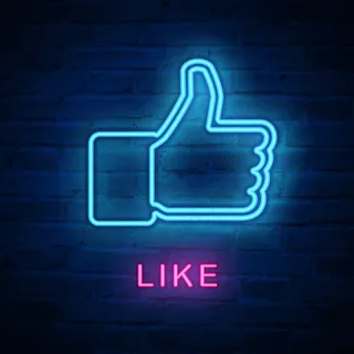 发光霓虹灯图标，如拇指向上