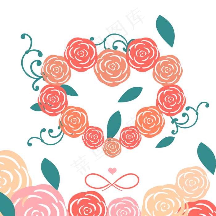 玫瑰花爱心装饰框情人节七夕(2500X2500(DPI:300))psd模版下载