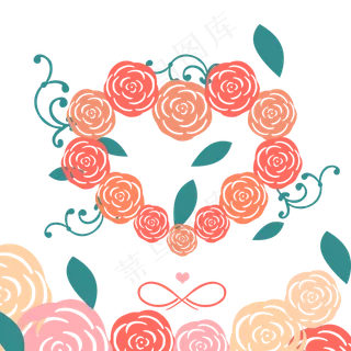 玫瑰花爱心装饰框情人节七夕