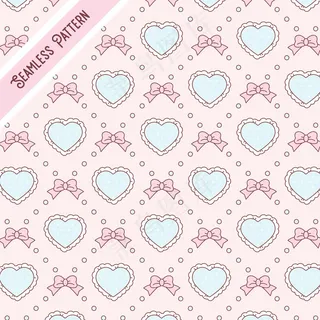 可爱的粉彩领带和心形无缝图案