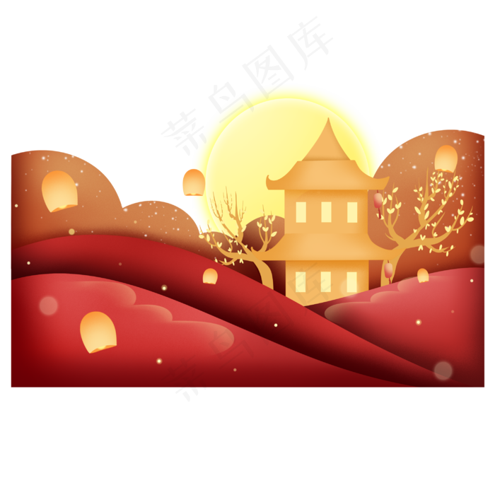 中秋节剪纸风夜空(3000X3000(DPI:300))psd模版下载