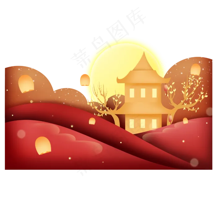 中秋节剪纸风夜空(3000X3000(DPI:300))psd模版下载