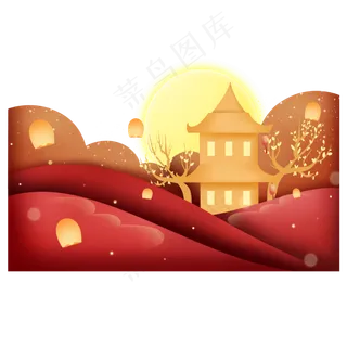 中秋节剪纸风夜空