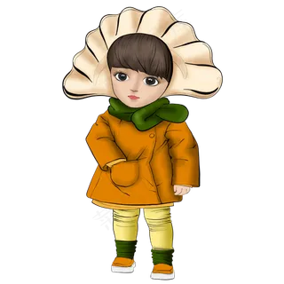 立冬黄色羽绒服饺子娃娃