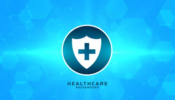 蓝色六边形背景医疗安全徽章