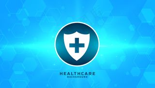 蓝色六边形背景医疗安全徽章