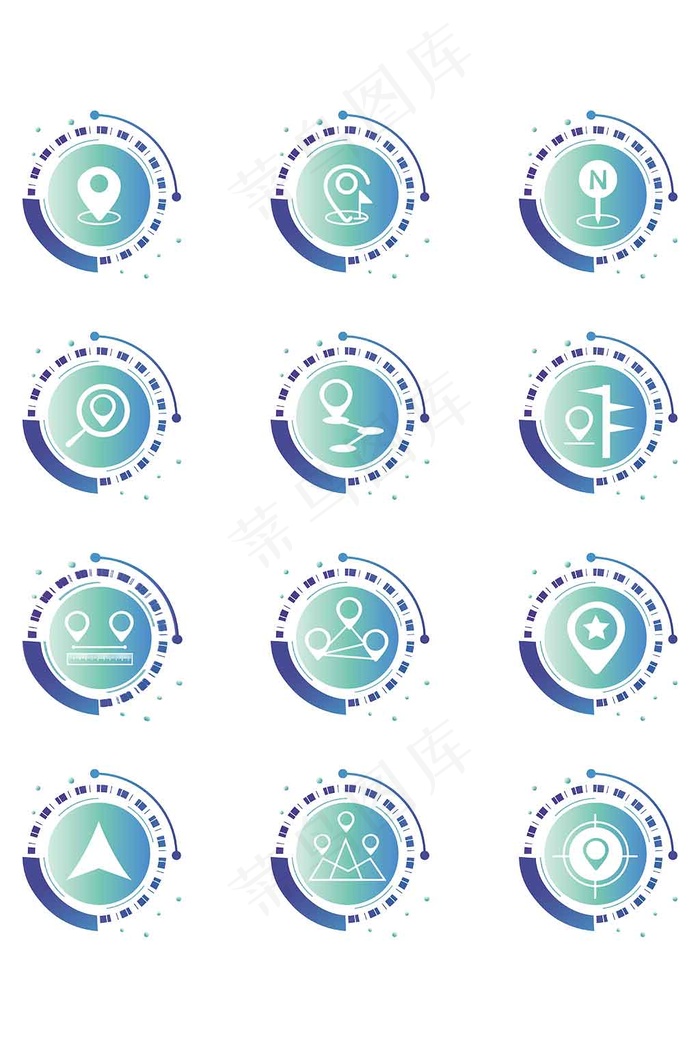 矢量科技感地图图标icon
