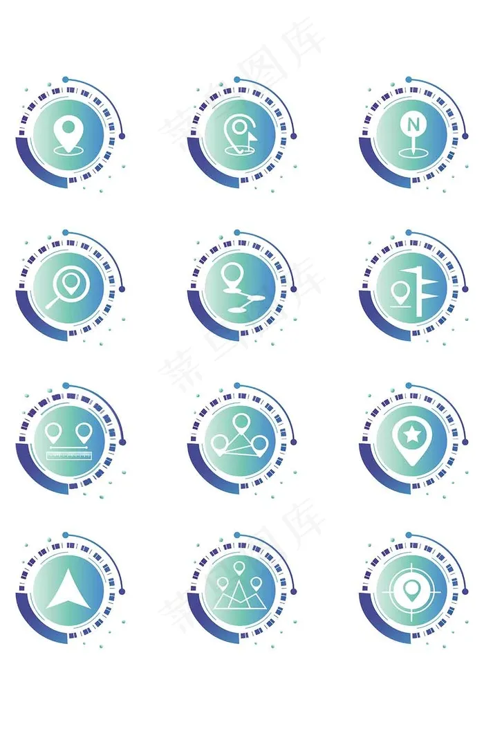 矢量科技感地图图标iconai矢量模版下载
