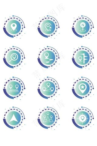 矢量科技感地图图标icon