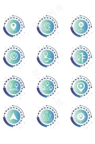 矢量科技感地图图标icon