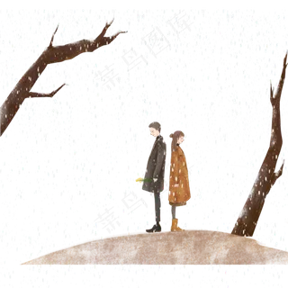七夕情人节浪漫的雪中情侣