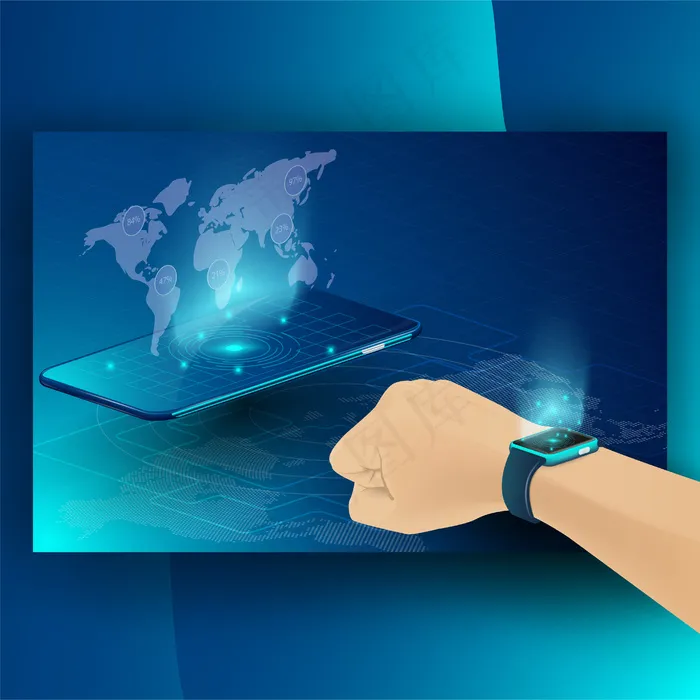 智能技术、加密货币和区块链等距概念eps,ai矢量模版下载