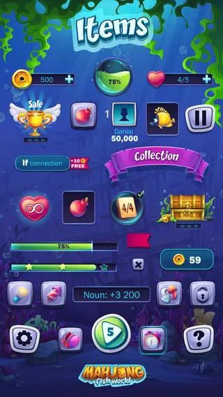 麻将鱼世界插画移动格式项目集