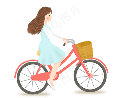 二十四节气秋分女孩骑车郊游