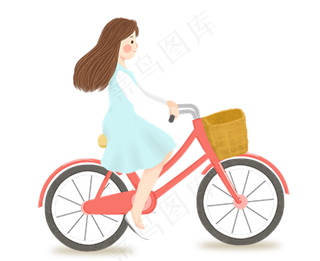 二十四节气秋分女孩骑车郊游