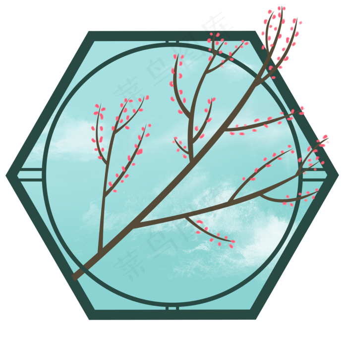 蓝色窗户外
