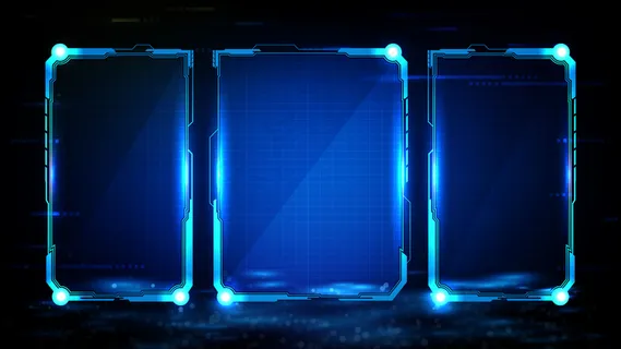 蓝色发光科技的抽象未来背景科幻框架hud ui
