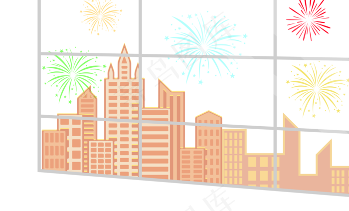 新年元旦跨年烟花建筑楼房