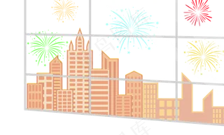 新年元旦跨年烟花建筑楼房