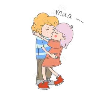 七夕爱情情侣亲亲表情包