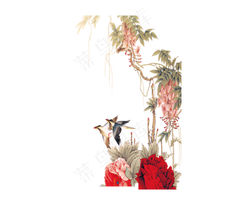 中国风国画花鸟高清免扣素材图
