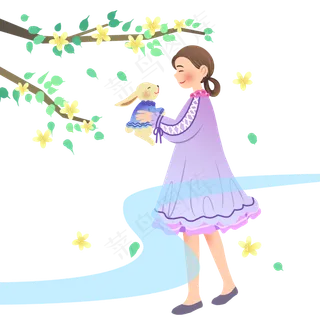 中秋节抱着玉兔女孩