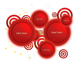 新年春节元旦圆形红色文字框